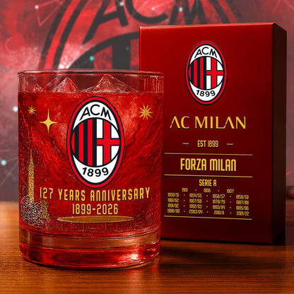 Personalized AC Milan 127 Years Anniversary Whisky , AC Milan Whiskey Glass