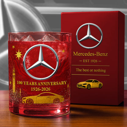 Personalized Merc 100 Years Anniversary Luxury Whisky , Merc Luxury Whiskey Glass