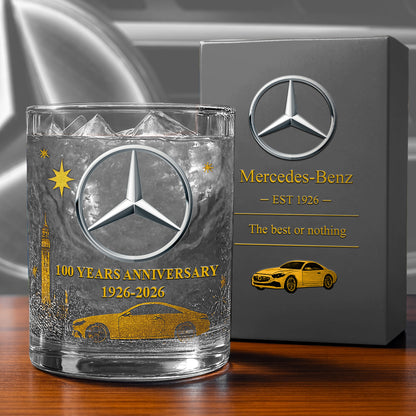 Personalized Merc 100 Years Anniversary Luxury Whisky , Merc Luxury Whiskey Glass