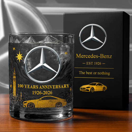 Personalized Merc 100 Years Anniversary Luxury Whisky , Merc Luxury Whiskey Glass