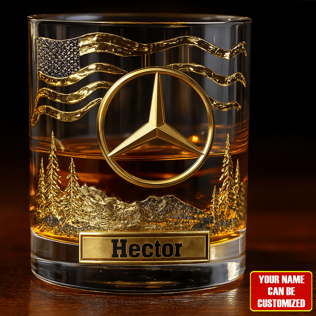 Personalized Merc Golden Luxury Whisky , Merc Whiskey Glass