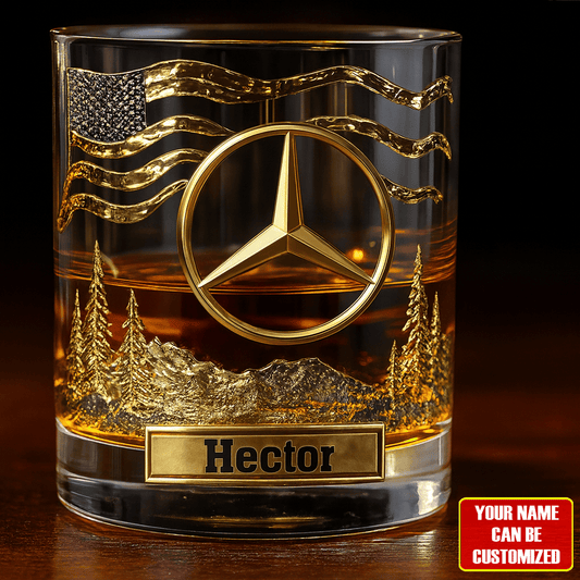 Personalized Merc Golden Luxury Whisky , Merc Whiskey Glass