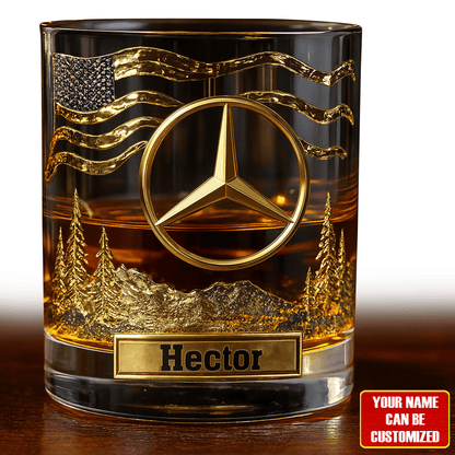 Personalized Merc Golden Luxury Whisky , Merc Whiskey Glass