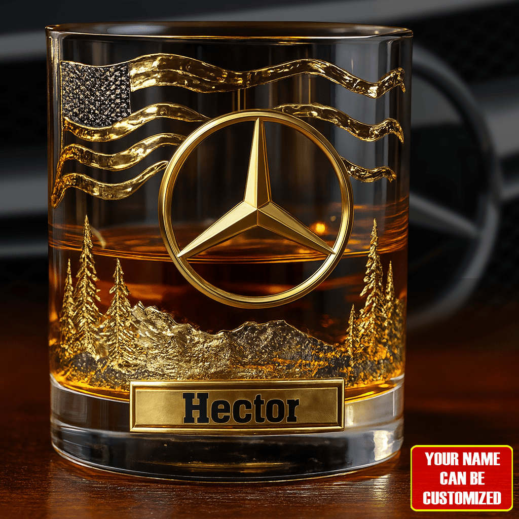 Personalized Merc Golden Luxury Whisky , Merc Whiskey Glass