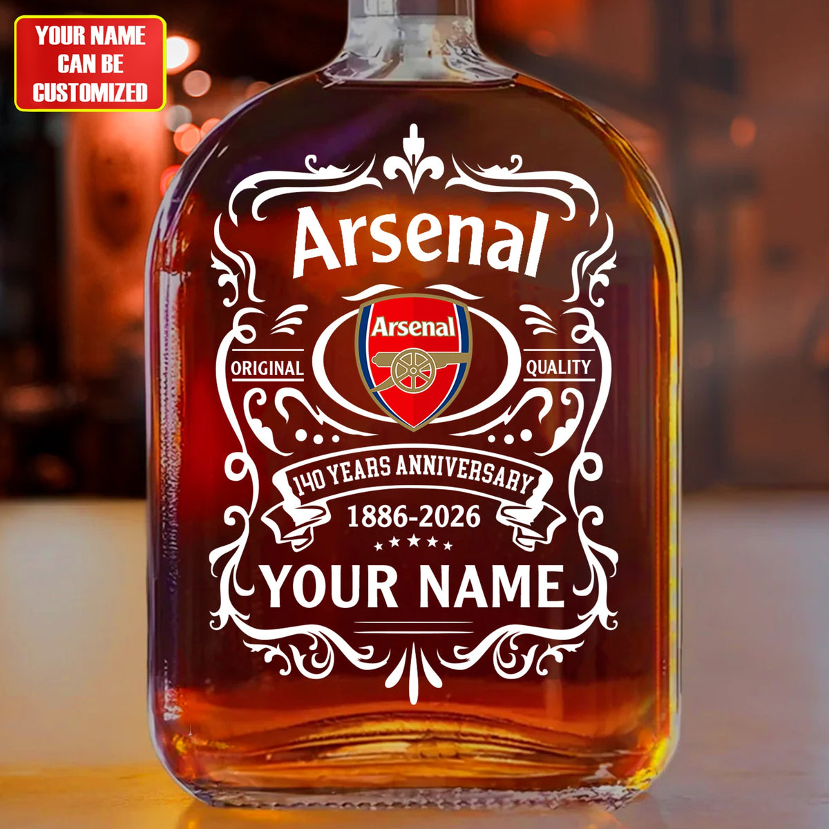 Personalized Arsenal 140 Year Anniversary Wine Glass Bottle