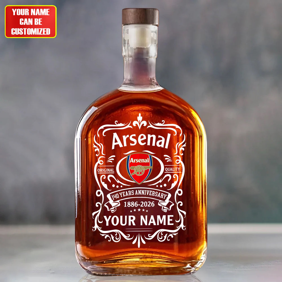 Personalized Arsenal 140 Year Anniversary Wine Glass Bottle
