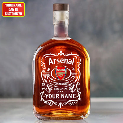 Personalized Arsenal 140 Year Anniversary Wine Glass Bottle