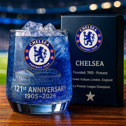 Personalized Chelsea 121 Years Anniversary Whisky , Chelsea Whiskey Glass V3