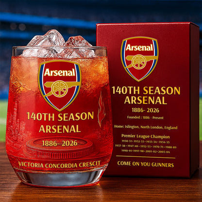 Personalized Arsenal 140 Years Anniversary Whisky , Arsenal Whiskey Glass V4