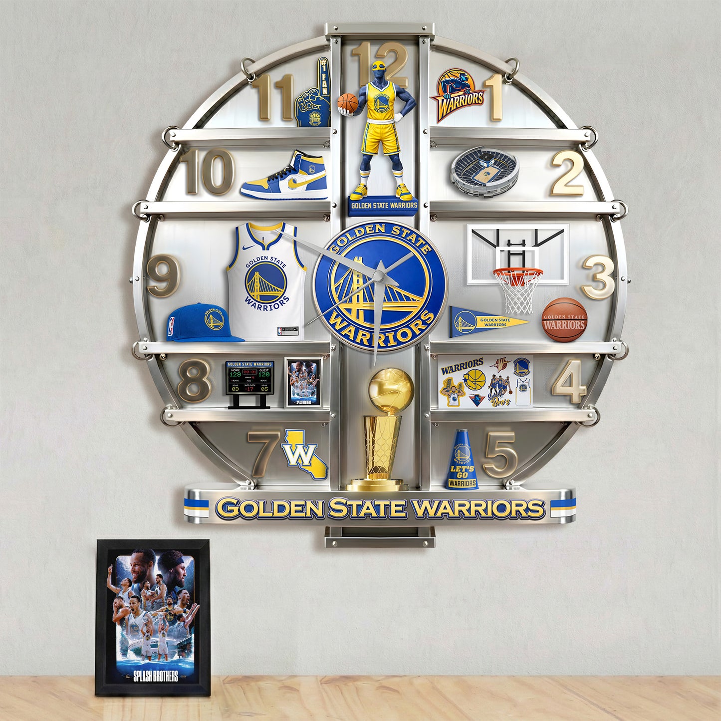 Golden State Warrior Home Decorative 3D Visual Effect Acrylic Wall Clock