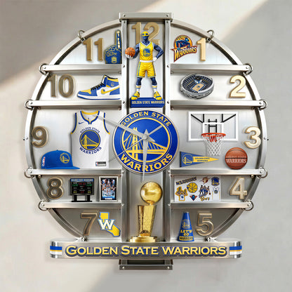 Golden State Warrior Home Decorative 3D Visual Effect Acrylic Wall Clock