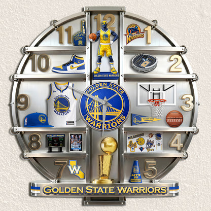Golden State Warrior Home Decorative 3D Visual Effect Acrylic Wall Clock