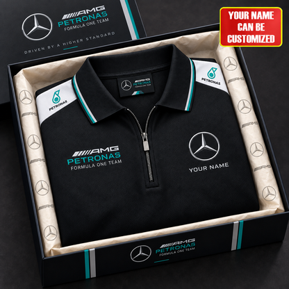 Personalized Merc AMG Petronas Division Zipper Polo ,T-shirt, Hoodie , Short , Polo , hawaii