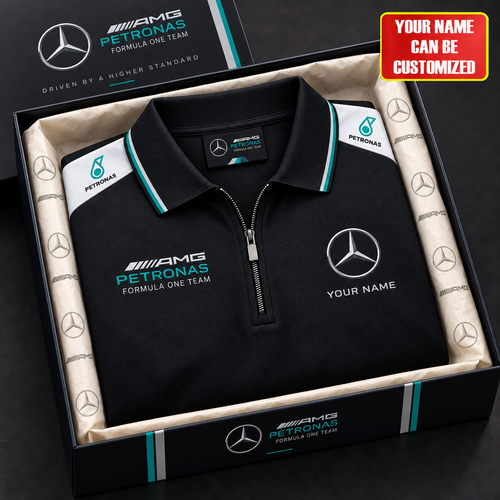 Personalized Merc AMG Petronas Division Zipper Polo ,T-shirt, Hoodie , Short , Polo , hawaii