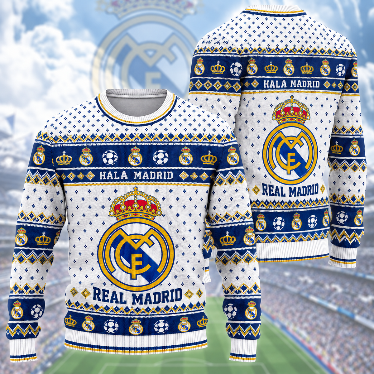 Real FC 2026 Ugly Christmas Sweater , Unisex Wool Sweater