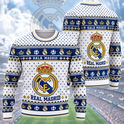 Real FC 2026 Ugly Christmas Sweater , Unisex Wool Sweater