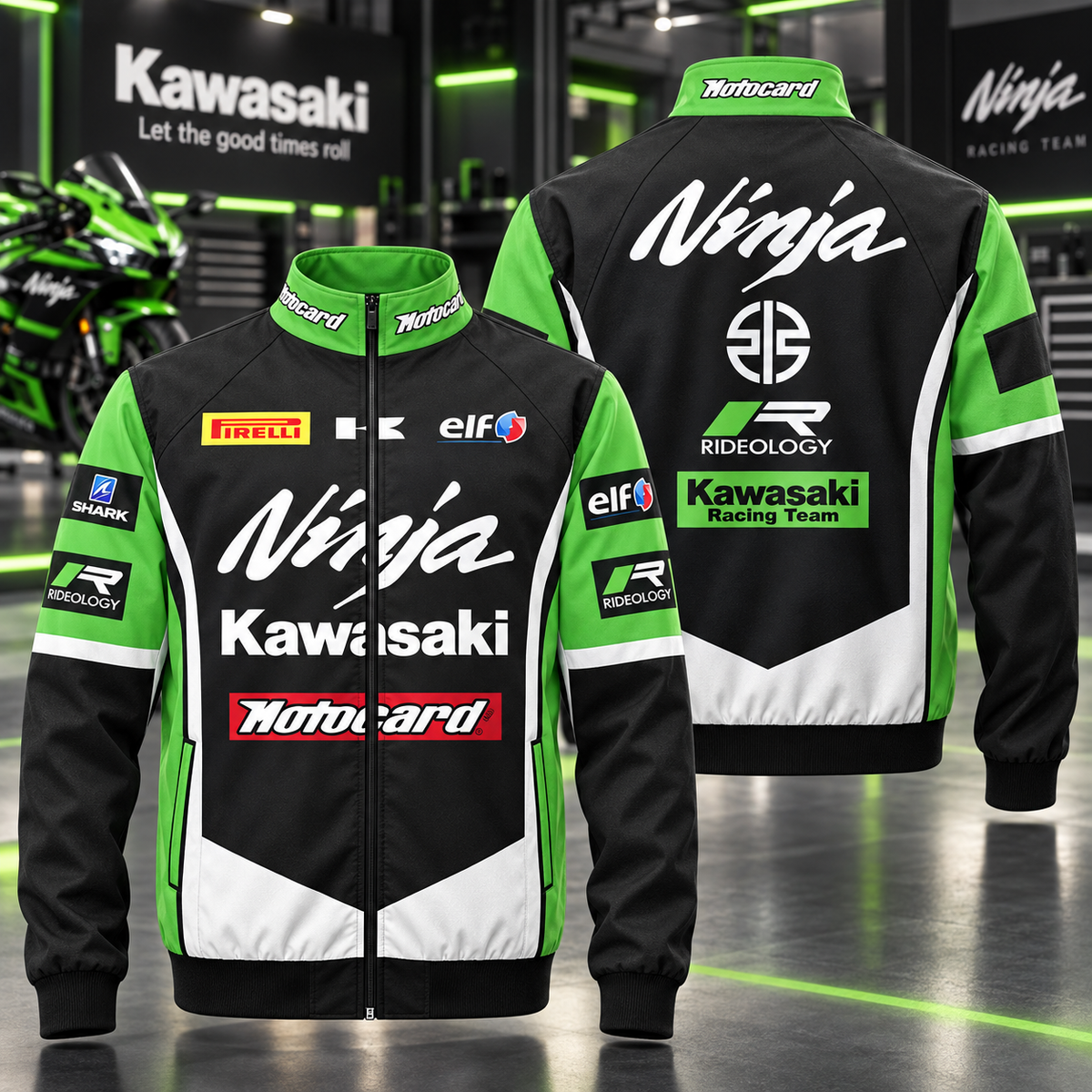 Ninja Motor Kw Zipper Stand Collar Jacket 3D