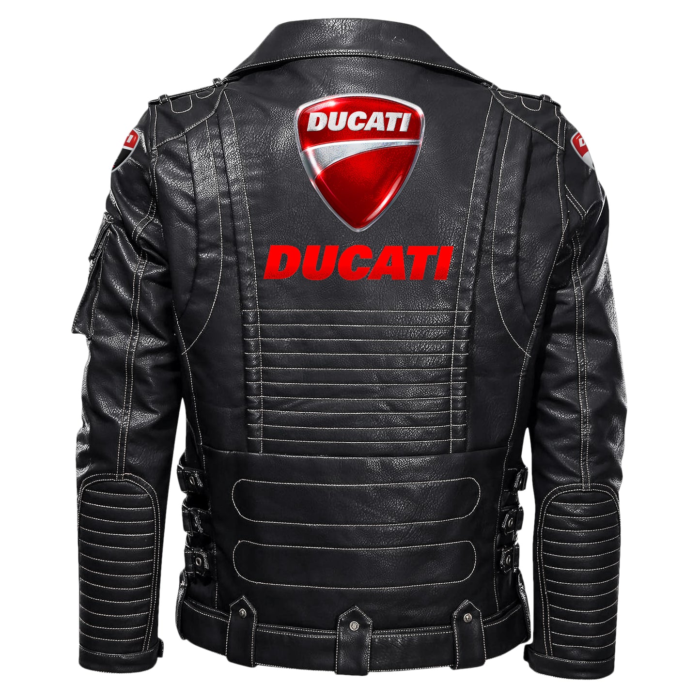 DCT Belt Solid Zipper Street Leather Jacket
