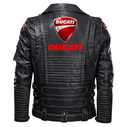 DCT Belt Solid Zipper Street Leather Jacket