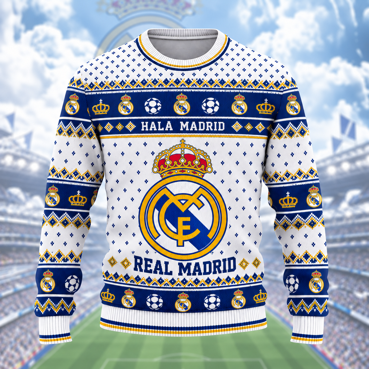 Real FC 2026 Ugly Christmas Sweater , Unisex Wool Sweater