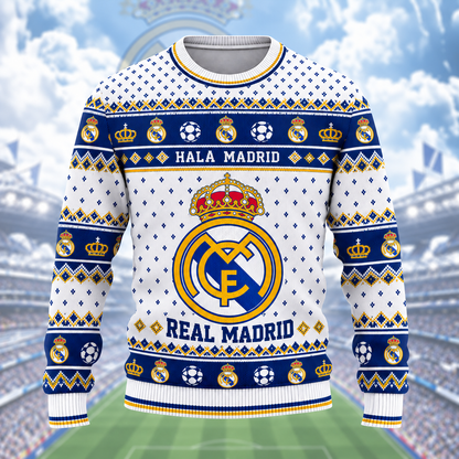 Real FC 2026 Ugly Christmas Sweater , Unisex Wool Sweater