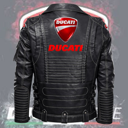 DCT Belt Solid Zipper Street Leather Jacket