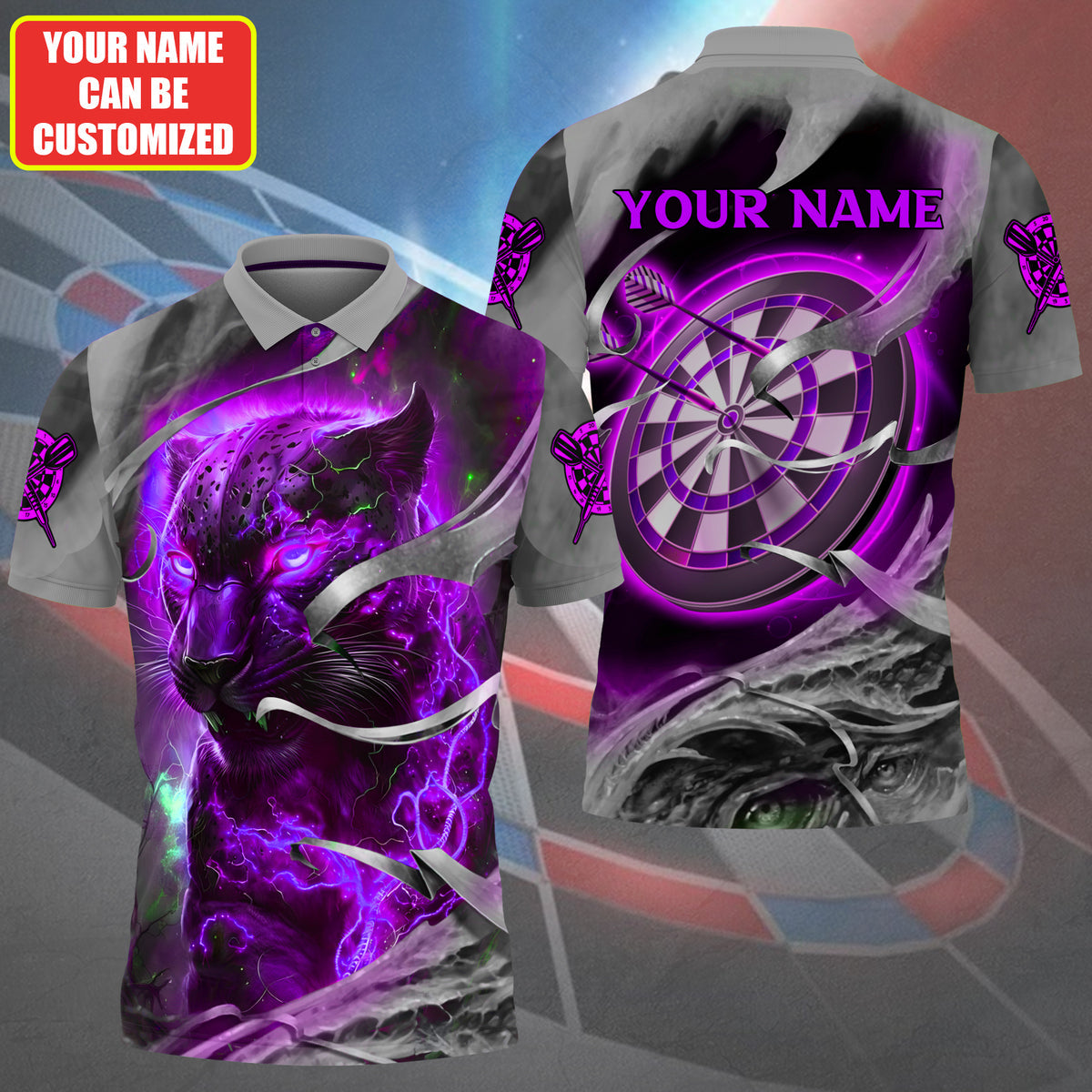 Dartboard Purple Panther Personalized Name 3D Shirt For Darts Player S070701