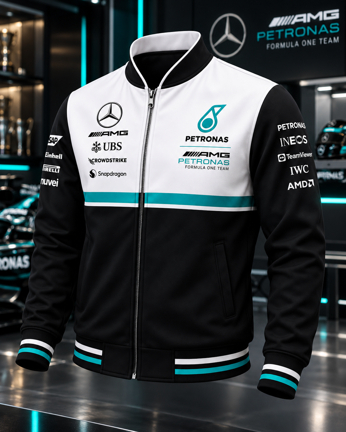 Personalized Merc AMG Petronas 2026 Zipper Stand Collar Jacket V2
