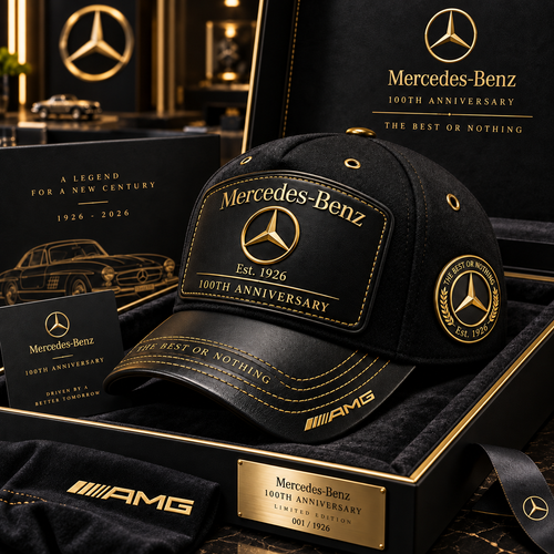 Personalized Merc AMG Leather Vintage 100th Anniversary Classic Cap (1926-2026)