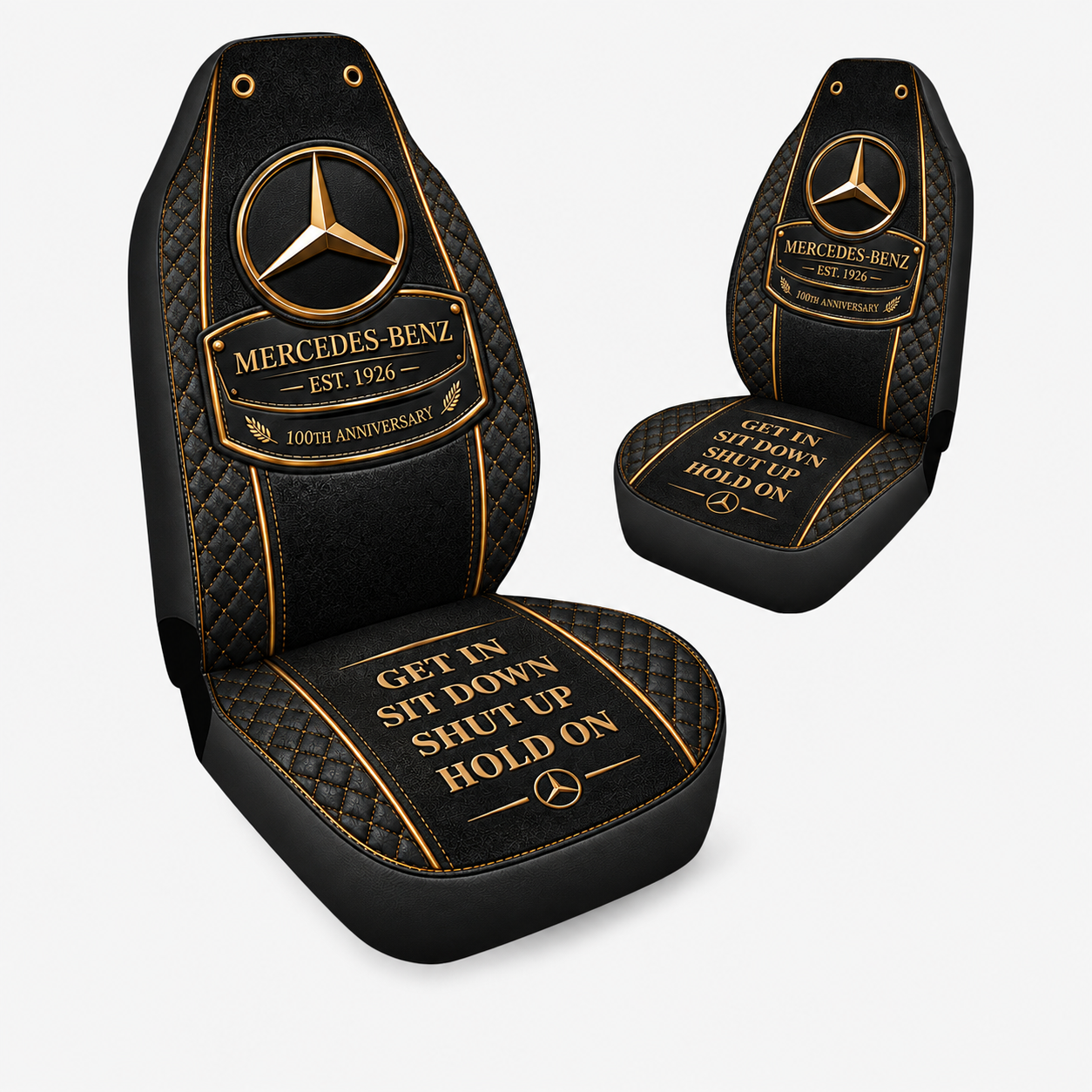 Merc Leather Hold on Funny Car Seat Covers Universal Fit Set 2