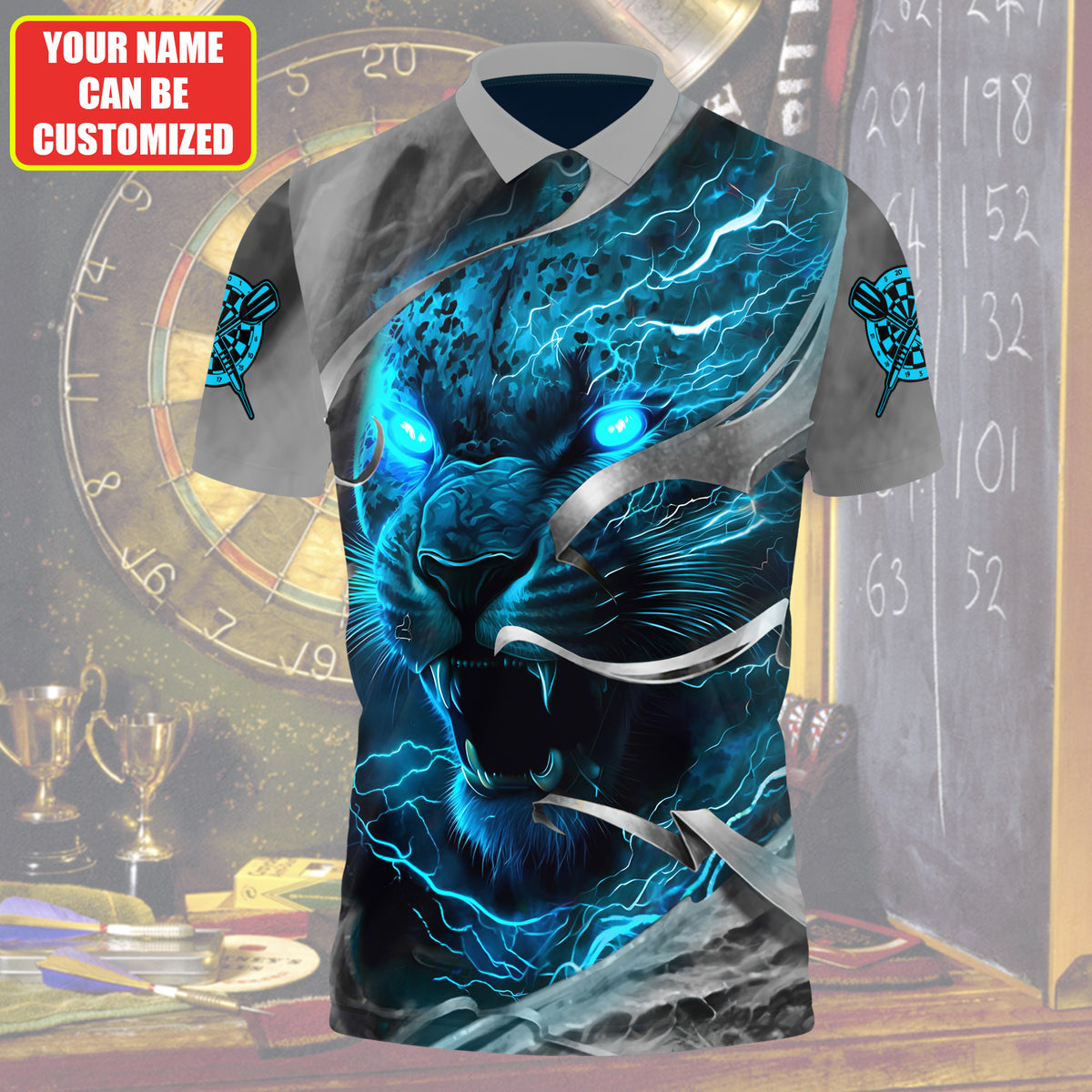 Personalized Name Blue Panther Darts 3D Shirt For Darts Player S220406