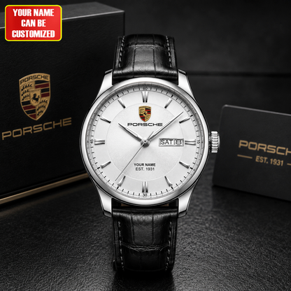 Personalized Pors Business man Leather Strap Watch