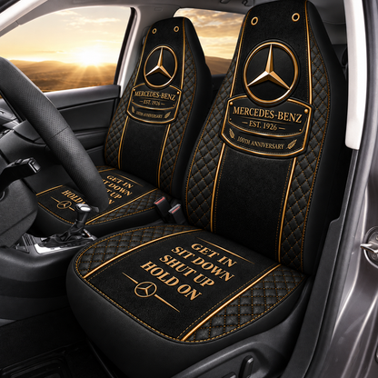 Merc Leather Hold on Funny Car Seat Covers Universal Fit Set 2