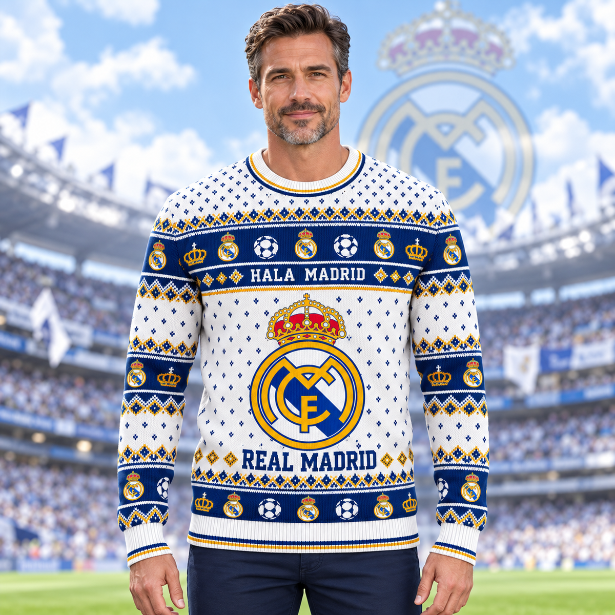 Real FC 2026 Ugly Christmas Sweater , Unisex Wool Sweater