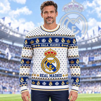Real FC 2026 Ugly Christmas Sweater , Unisex Wool Sweater
