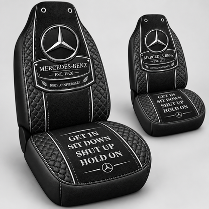 Merc Leather Hold on Funny Car Seat Covers Universal Fit Set 2