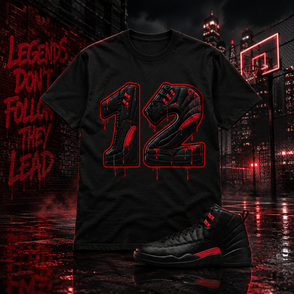 12 Bloodline Varsity Red University 2026 T Shirt Match 12SNKR