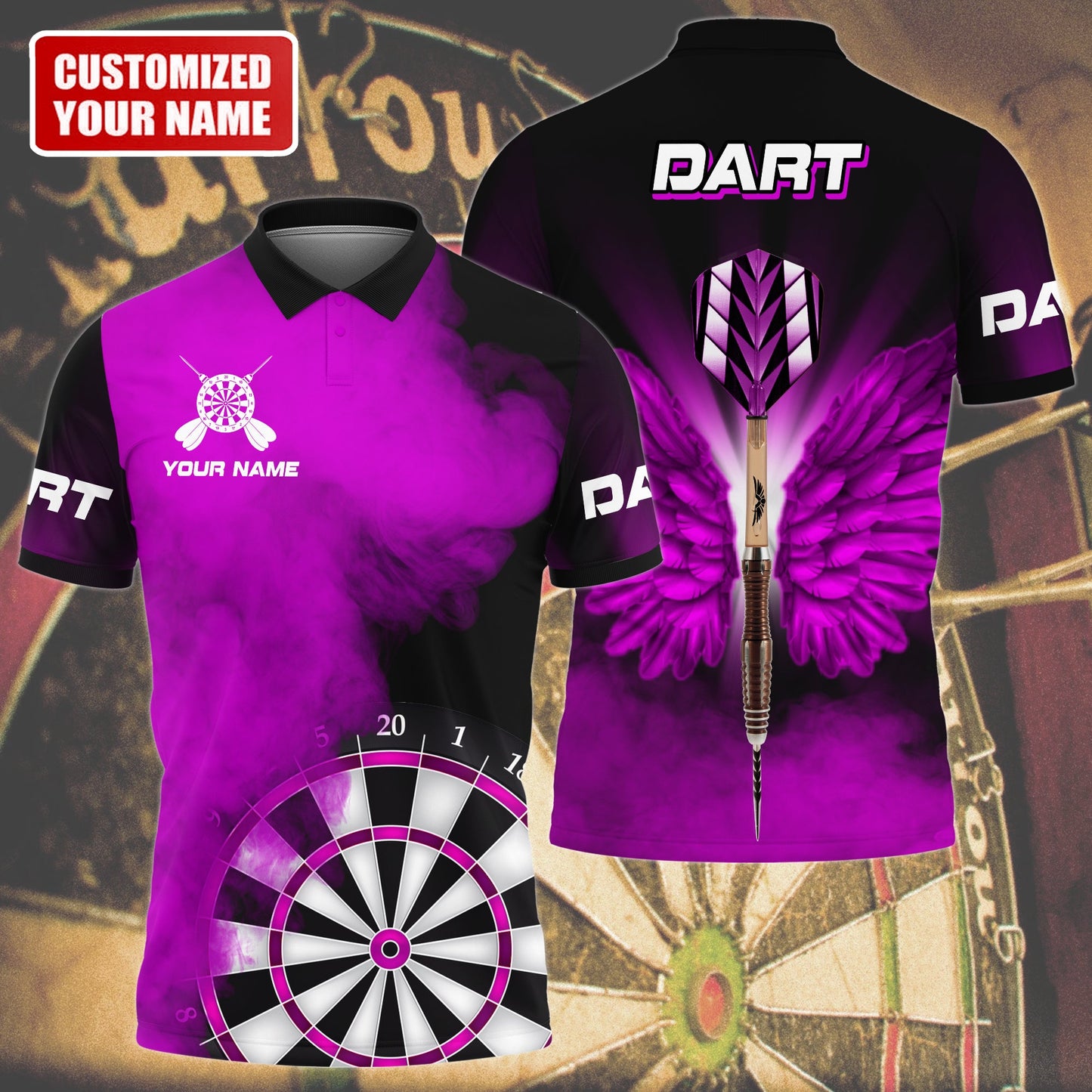 Personalized Name Purple Darts Wings All Over Printed Unisex Shirt Q050902