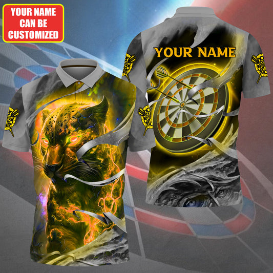 Dartboard Yellow Panther Personalized Name 3D Shirt For Darts Player S070701