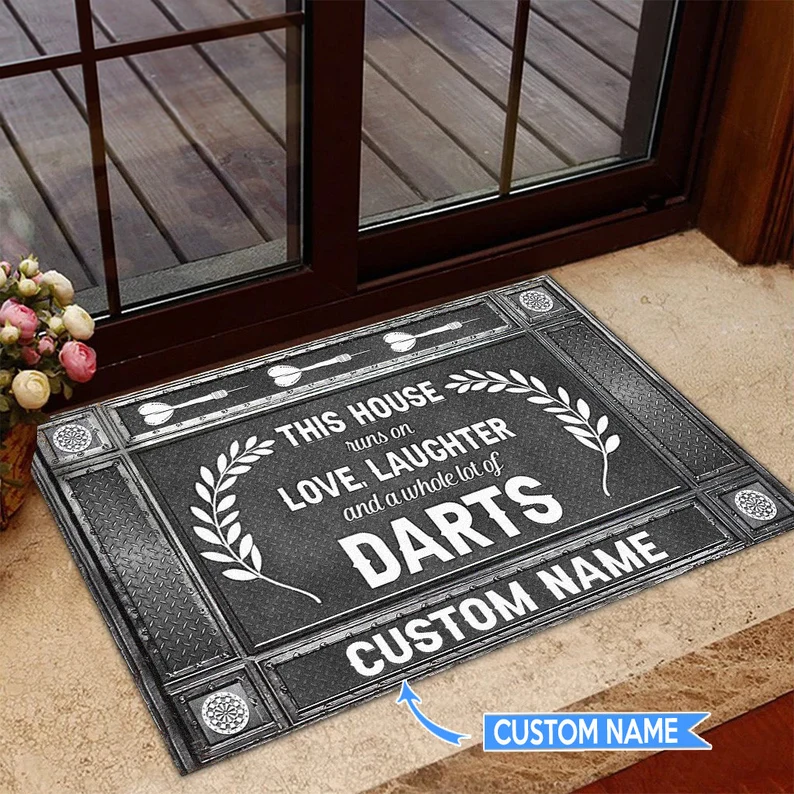 Personalized Name Love , Laughter anda  Whole lot of Darts Doormat