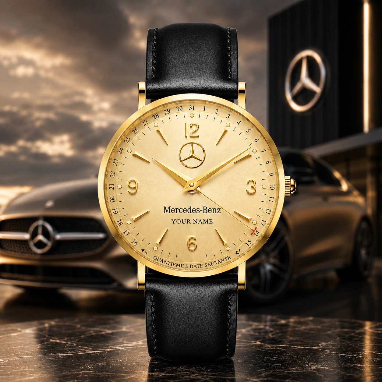 Personalized Merc Jaeger Leather Watch V2