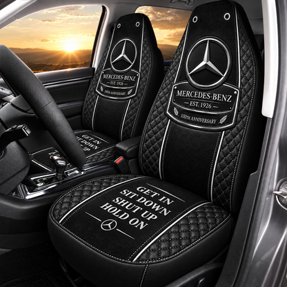 Merc Leather Hold on Funny Car Seat Covers Universal Fit Set 2