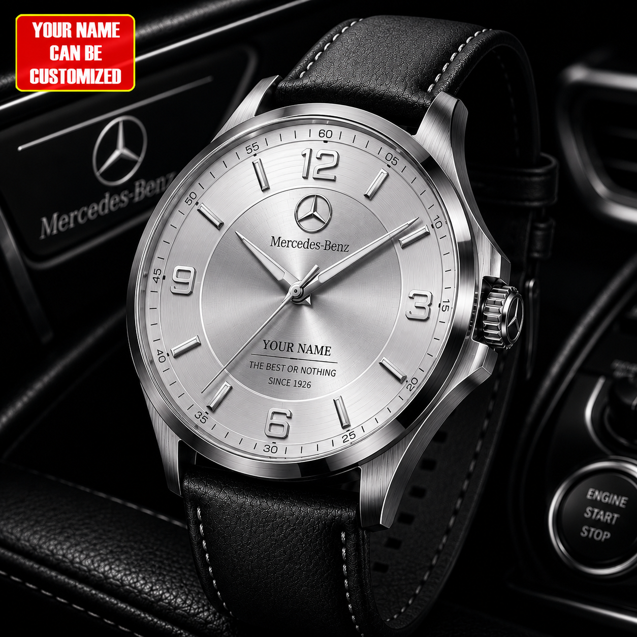 Personalized Merc Raymond Leather Strap Watch
