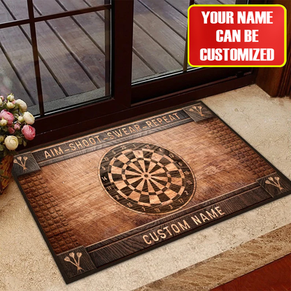 Personalized Name Aim - Shoot - Swear - Repeat Darts Doormat