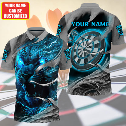 Personalized Name Blue Panther Darts 3D Shirt For Darts Player S220406