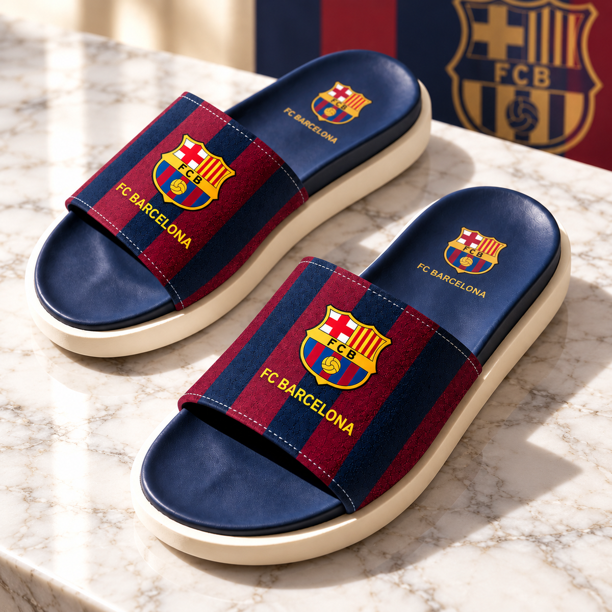 Barcelona FC Deluxe Custom Leather Sandals