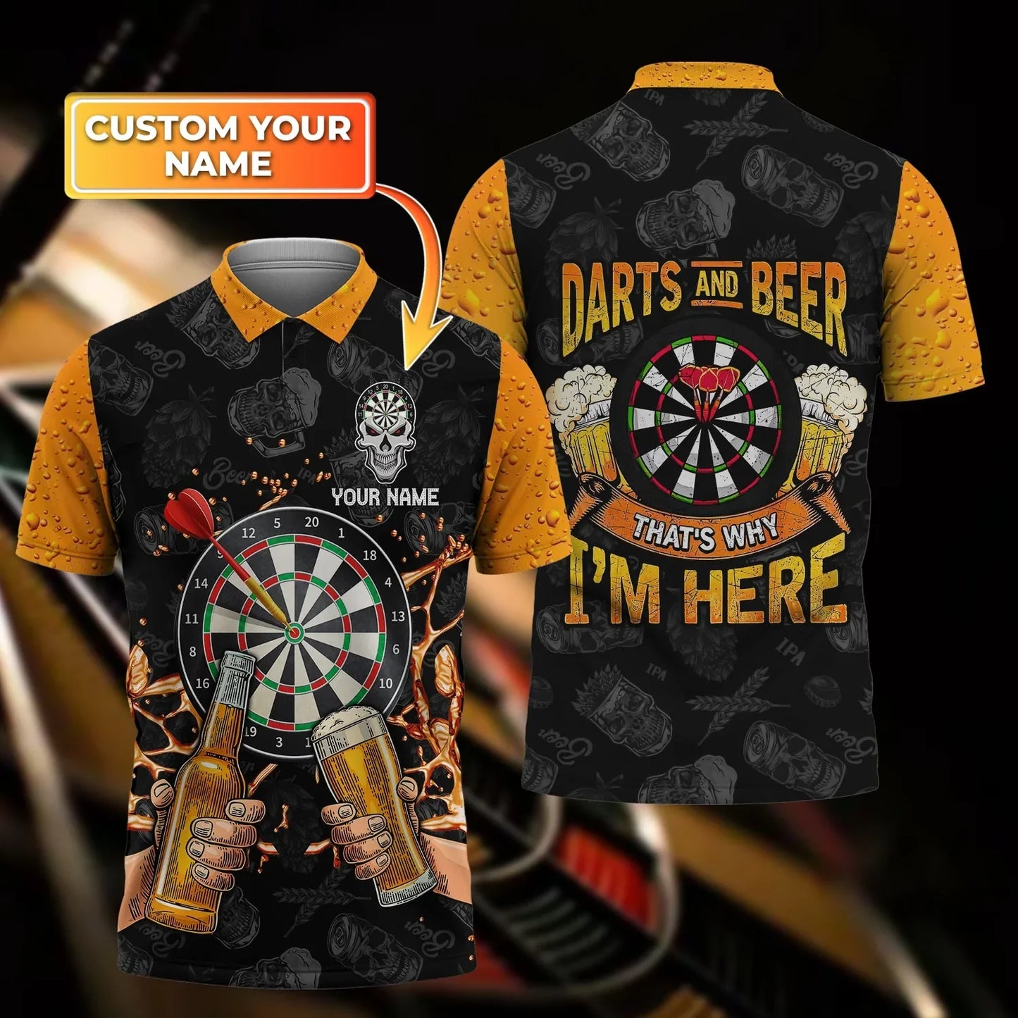 Personalized Name Dart and Beer 3D Shirt P260403