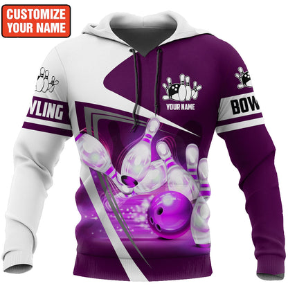 Personalized Name Bowling Purple Version All Over Printed Unisex Shirt Q220301