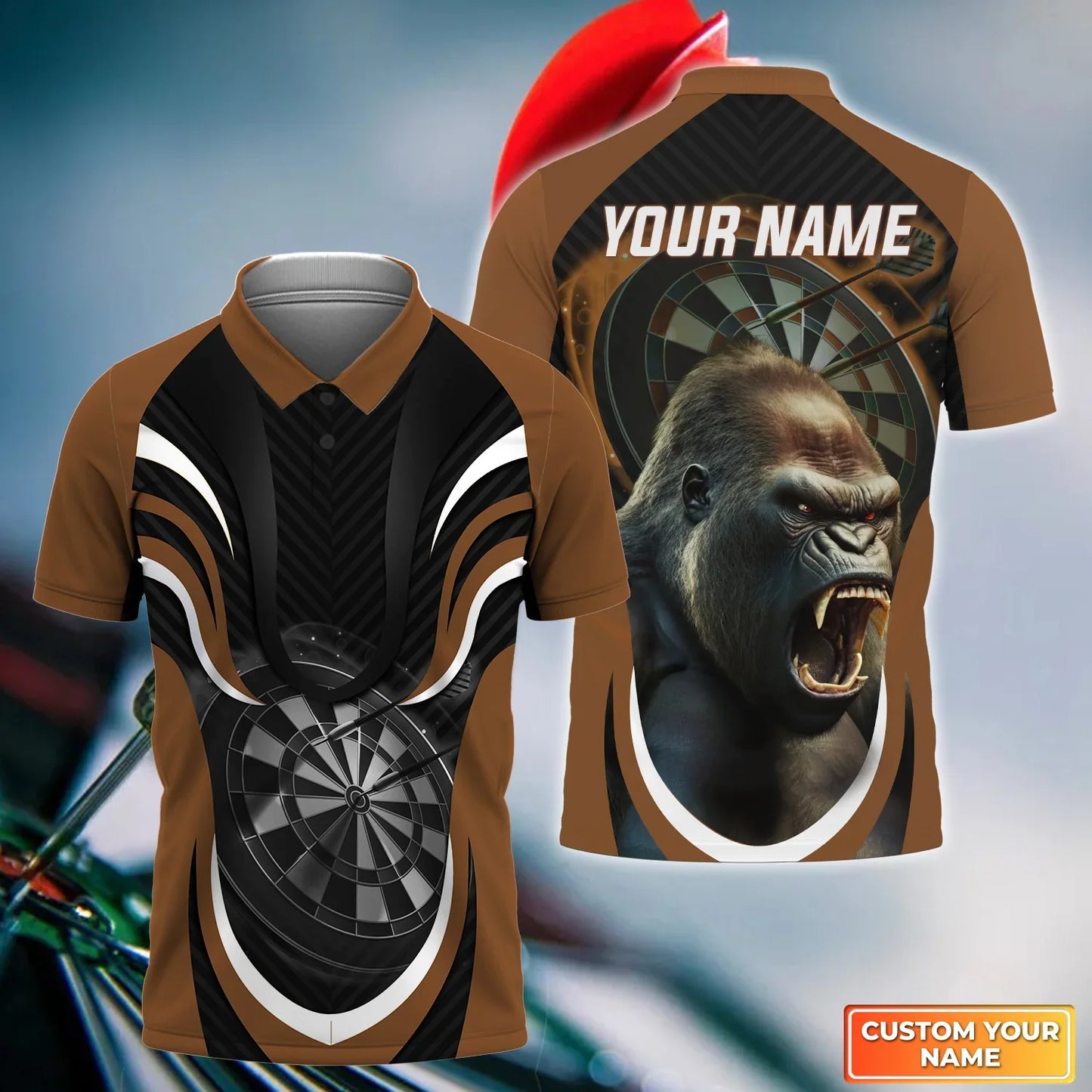 Personalized Name Gorilla Darts All Over Printed Unisex Shirt
