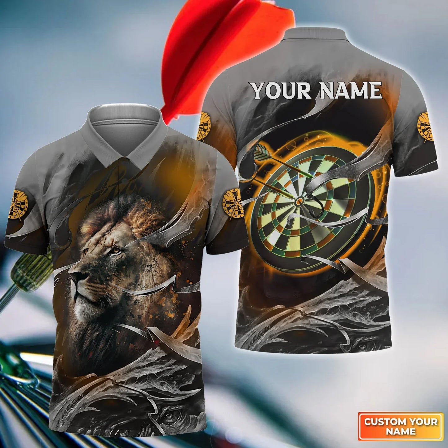 Dartboard Lion S2 Personalized Name 3D Shirt For Darts Player